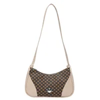 Women's Medium Pu Leather Plaid Streetwear Sewing Thread Square Zipper Underarm Bag main image 3