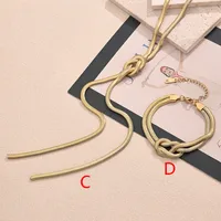 Casual Modern Style Streetwear Simple Solid Color Knot Stainless Steel Polishing Plating 18K Gold Plated Women's Bracelets Necklace Jewelry Set sku image 6