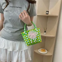 Women's Braid Animal Plaid Cute Square Open Handbag main image 3