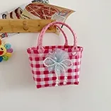 Women's Braid Animal Plaid Cute Square Open Handbag sku image 1