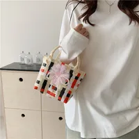 Women's Braid Animal Plaid Cute Square Open Handbag sku image 2