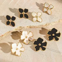 1 Pair Cute Sweet Geometric Flower Enamel Plating 304 Stainless Steel 18K Gold Plated Ear Studs main image 2