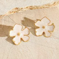 1 Pair Cute Sweet Geometric Flower Enamel Plating 304 Stainless Steel 18K Gold Plated Ear Studs main image 5