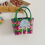 Women's Braid Animal Plaid Cute Square Open Handbag sku image 4