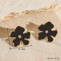 1 Pair Cute Sweet Geometric Flower Enamel Plating 304 Stainless Steel 18K Gold Plated Ear Studs sku image 1