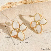 1 Pair Cute Sweet Geometric Flower Enamel Plating 304 Stainless Steel 18K Gold Plated Ear Studs sku image 3