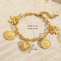 Casual Elegant Vintage Style Geometric Heart Shape Bow Knot 304 Stainless Steel Plating 18K Gold Plated Women's Bracelets Necklace sku image 1