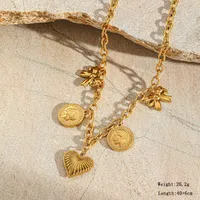 Casual Elegant Vintage Style Geometric Heart Shape Bow Knot 304 Stainless Steel Plating 18K Gold Plated Women's Bracelets Necklace sku image 2