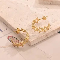 1 Pair/Package Casual Modern Style Simple Style C Shape Pentagram Handmade Polishing Plating 304 Stainless Steel 18K Gold Plated Colorful Plating Rose Gold Plated Earrings main image 3
