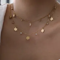 Retro Classic Style Snowflake 304 Stainless Steel Polishing Plating Zircon 18K Gold Plated Women's Multi Charms Necklace main image 3