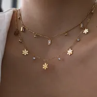 Retro Classic Style Snowflake 304 Stainless Steel Polishing Plating Zircon 18K Gold Plated Women's Multi Charms Necklace main image 1