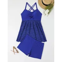 Women's Bohemian Solid Color 2 Pieces Set One Piece Swimwear sku image 2