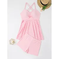 Women's Bohemian Solid Color 2 Pieces Set One Piece Swimwear sku image 6