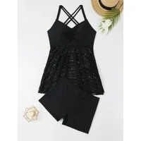 Women's Bohemian Solid Color 2 Pieces Set One Piece Swimwear sku image 19