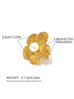 Wholesale Jewelry Cute Pastoral Flower 304 Stainless Steel Shell 18K Gold Plated Flowers Open Rings sku image 2