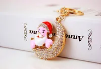 1 Piece Sweet Simple Style Moon Alloy Inlay Rhinestones Unisex Keychain main image 4