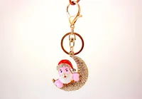 1 Piece Sweet Simple Style Moon Alloy Inlay Rhinestones Unisex Keychain main image 1