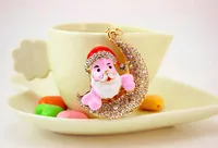 1 Piece Sweet Simple Style Moon Alloy Inlay Rhinestones Unisex Keychain main image 2