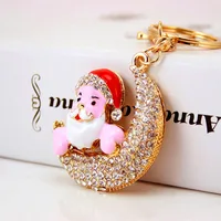 1 Piece Sweet Simple Style Moon Alloy Inlay Rhinestones Unisex Keychain sku image 1
