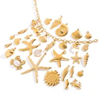Basic Vacation Simple Style Geometric Underwater World Starfish 316 Stainless Steel  Multi Charms Bracelet Multi Charms Necklace Bikini Pendants main image 8