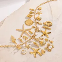 Basic Vacation Simple Style Geometric Underwater World Starfish 316 Stainless Steel  Multi Charms Bracelet Multi Charms Necklace Bikini Pendants main image 1