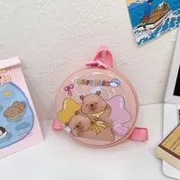 Kid'S PVC Nylon Cartoon Capybara Cute Round Zipper Functional Backpack sku image 2