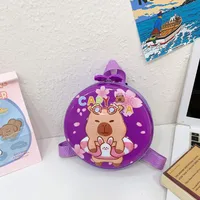 Kid'S PVC Nylon Cartoon Capybara Cute Round Zipper Functional Backpack sku image 7