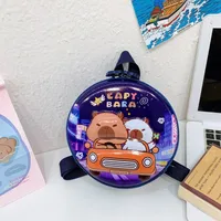 Kid'S PVC Nylon Cartoon Capybara Cute Round Zipper Functional Backpack sku image 3