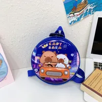 Kid'S PVC Nylon Cartoon Capybara Cute Round Zipper Functional Backpack sku image 6