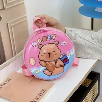 Kid'S PVC Nylon Cartoon Capybara Cute Round Zipper Functional Backpack main image 2