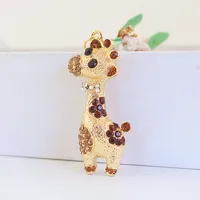 1 Piece Sweet Simple Style Giraffe Alloy Inlay Rhinestones Women's Keychain sku image 2
