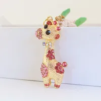 1 Piece Sweet Simple Style Giraffe Alloy Inlay Rhinestones Women's Keychain sku image 1