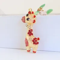 1 Piece Sweet Simple Style Giraffe Alloy Inlay Rhinestones Women's Keychain sku image 4