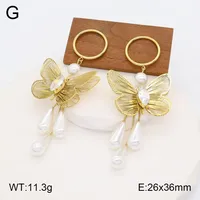 1 Pair Glam Lady Shiny Butterfly Polishing Plating 304 Stainless Steel 18K Gold Plated Drop Earrings Ear Studs sku image 5