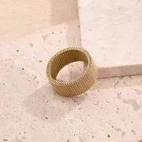 Vacation Modern Style Braid Mesh 201 Stainless Steel Polishing Plating Braid 18K Gold Plated Rose Gold Plated Unisex Rings sku image 2