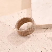 Vacation Modern Style Braid Mesh 201 Stainless Steel Polishing Plating Braid 18K Gold Plated Rose Gold Plated Unisex Rings main image 5