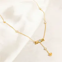 Elegant Letter Heart Shape 304 Stainless Steel Polishing Plating Inlay Zircon 14K Gold Plated Mother'S Day Women's Bracelets Necklace main image 5
