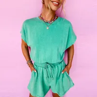 Women's Holiday Daily Selfie Casual Simple Style Streetwear Solid Color Shorts Rompers main image 3