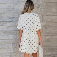 Women's One-Step Skirt Casual Elegant Streetwear V Neck Contrast Binding Half Sleeve Bow Knot Above Knee Holiday Banquet Travel main image 4