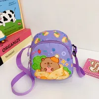 Kid'S Nylon Cartoon Capybara Cute Square Zipper Crossbody Bag sku image 2