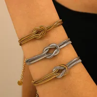 IG Style Simple Style Classic Style Geometric 304 Stainless Steel Mixed Metal 18K Gold Plated Women's Bracelets main image 1