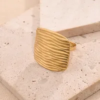 Casual Modern Style Simple Style Round Trapezoid Rectangle 304 Stainless Steel Handmade Polishing Plating 18K Gold Plated Women's Open Rings main image 4