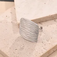 Casual Modern Style Simple Style Round Trapezoid Rectangle 304 Stainless Steel Handmade Polishing Plating 18K Gold Plated Women's Open Rings main image 5
