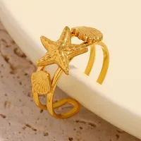 Vacation Classic Style Starfish 304 Stainless Steel Plating 18K Gold Plated Women's Rings main image 1