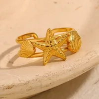 Vacation Classic Style Starfish 304 Stainless Steel Plating 18K Gold Plated Women's Rings main image 3