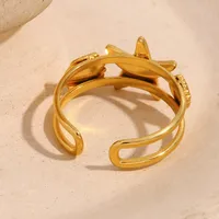 Vacation Classic Style Starfish 304 Stainless Steel Plating 18K Gold Plated Women's Rings main image 4