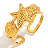 Vacation Classic Style Starfish 304 Stainless Steel Plating 18K Gold Plated Women's Rings main image 5