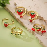 Sweet Cherry Copper Enamel Women's Open Rings main image 1