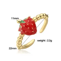 Sweet Cherry Copper Enamel Women's Open Rings main image 2