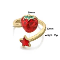 Sweet Cherry Copper Enamel Women's Open Rings main image 3